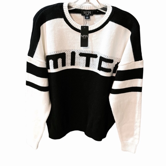 Boohoo Man Oversized Boxy Color Block Sweater - Picture 4 of 15